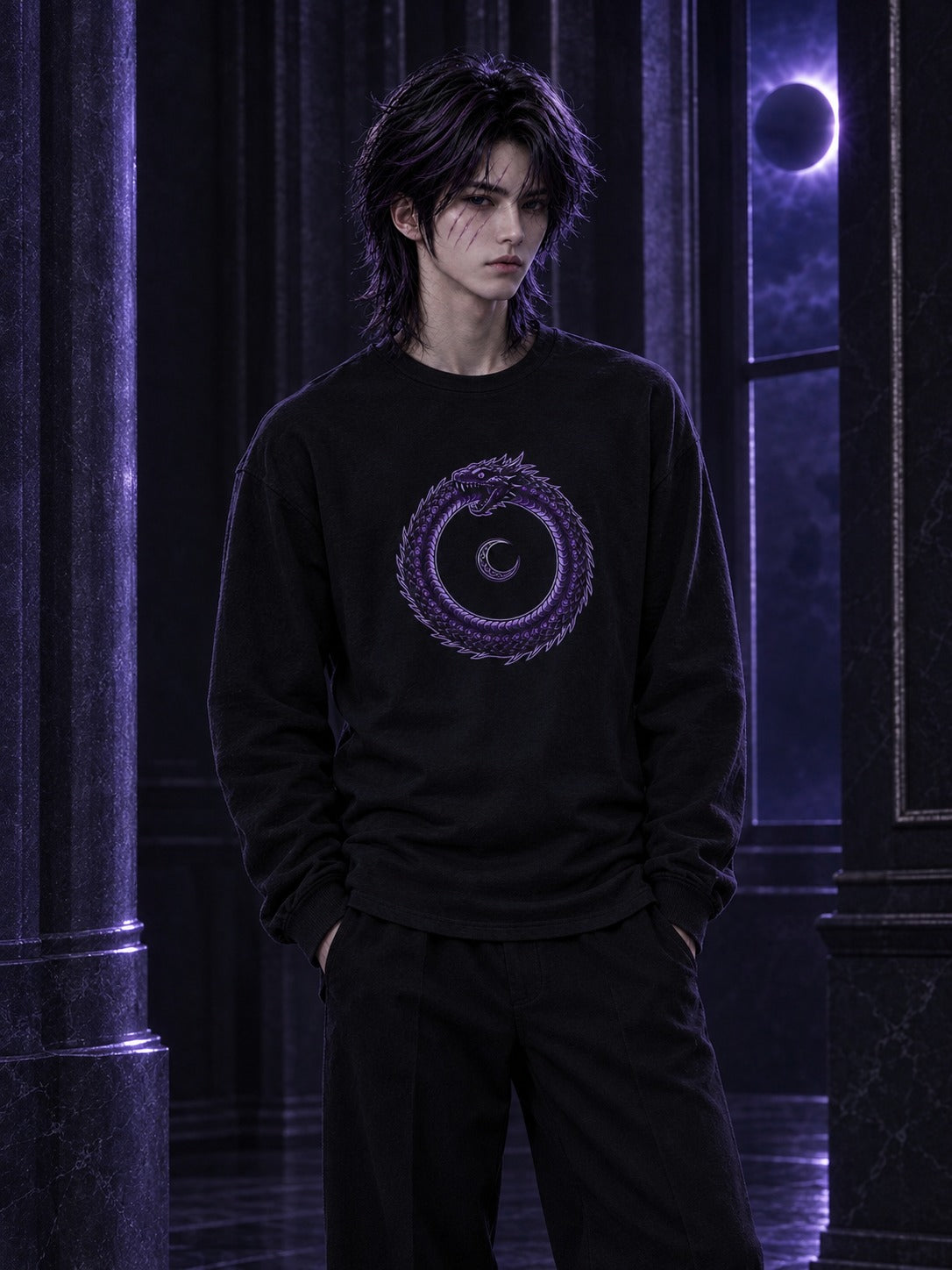 Hades wearing the ECLIPSEUS Ouroboros Long Sleeve