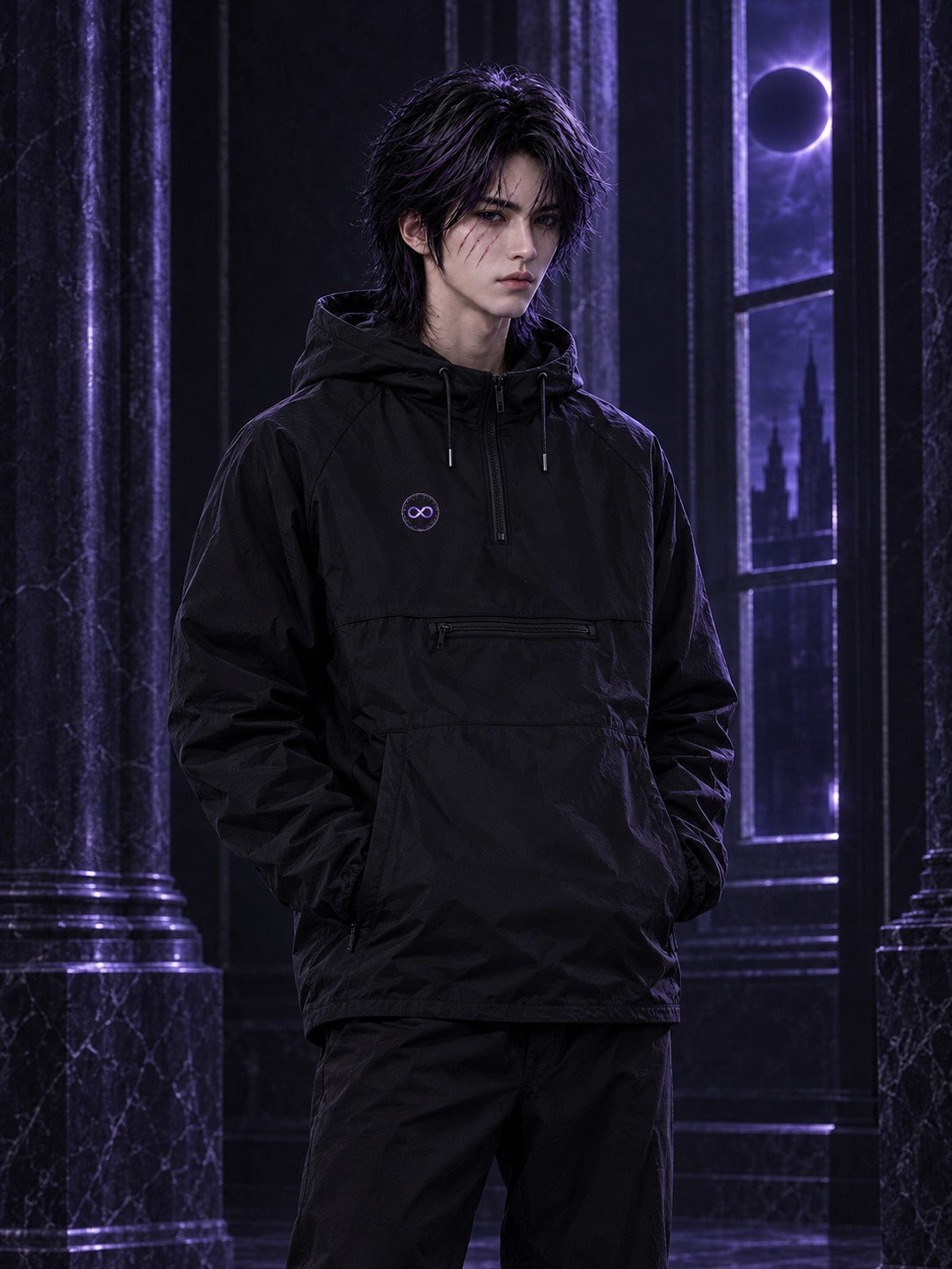 Hades wearing the ECLIPSEUS Windbreaker